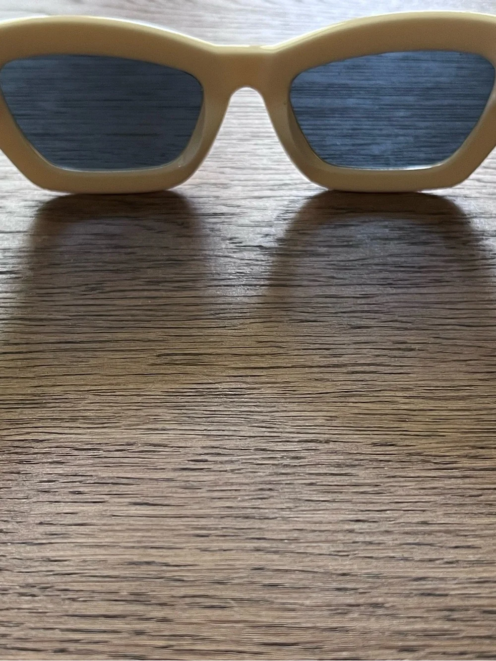 Anthropologie Cream Rectangular Cat-Eye Sunglasses